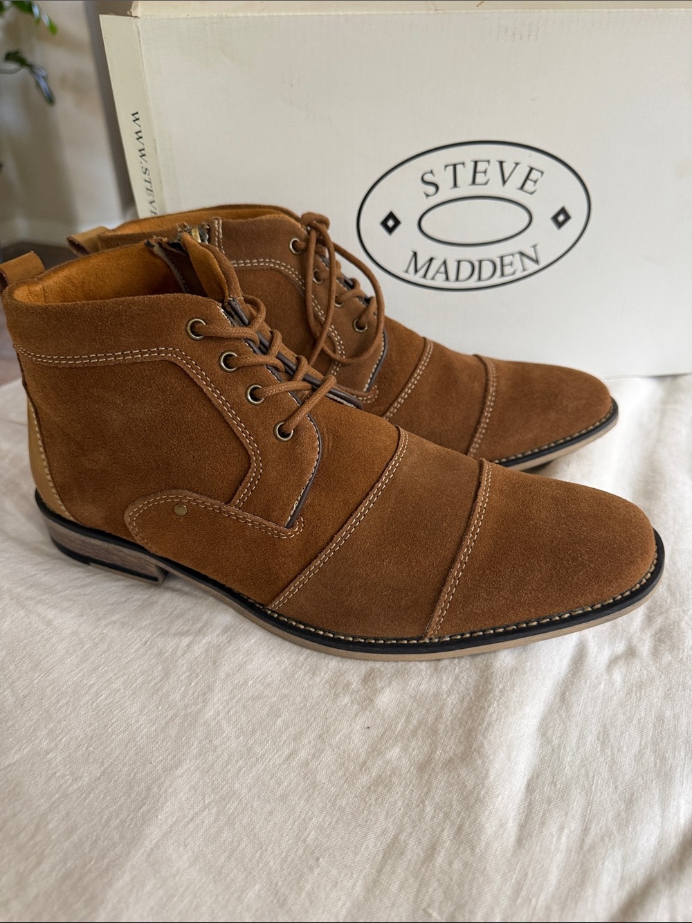 Steve Madden Men’s P- Krane Suede Lace-Up Boot - Tan